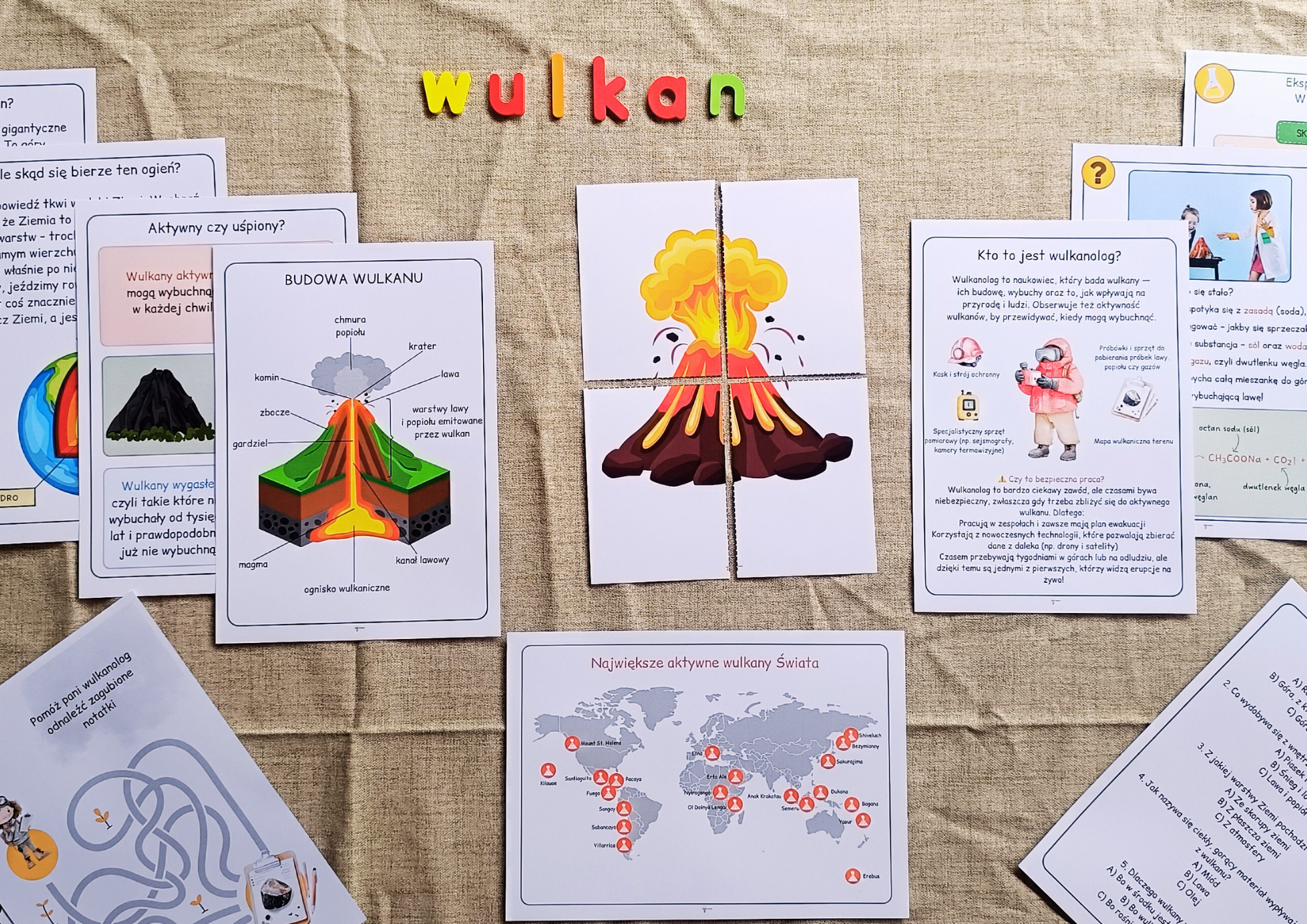 Zestaw edukacyjny o wulkanach dla dzieci 3–10 lat